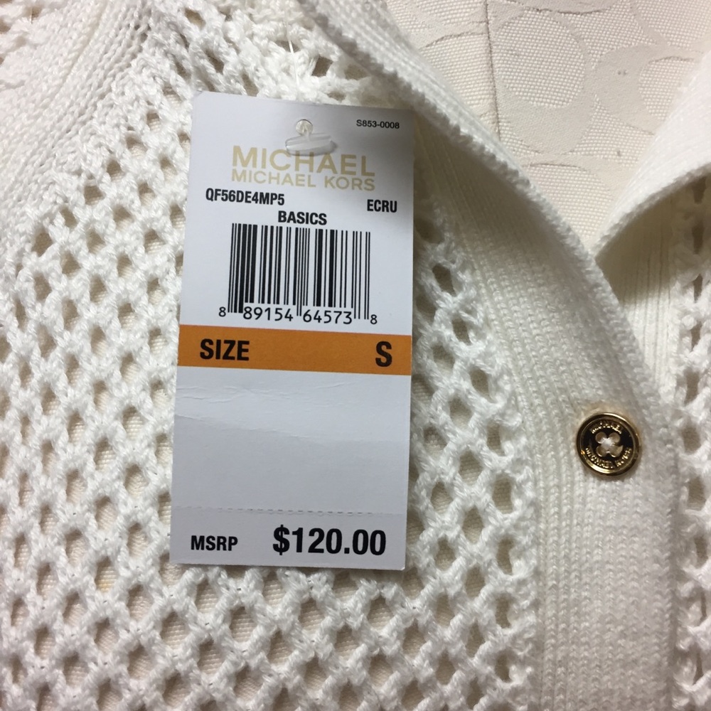 New Michael Kors Open Knit White Sweater - Picture 2 of 4